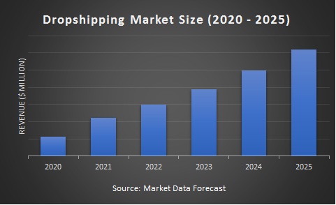 dropshipping market size growth to 2025