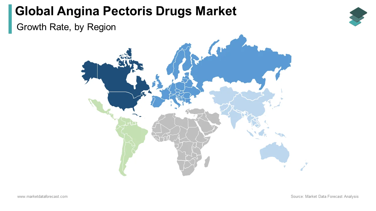 North America held the largest share of the global angina pectoris drugs market in 2024.