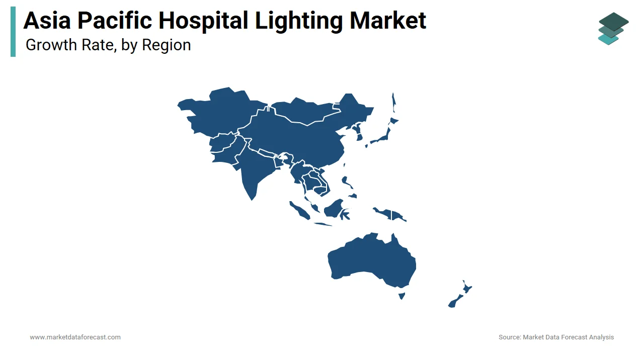 In 2024, China held a significant share of the Asia Pacific hospital lighting market.