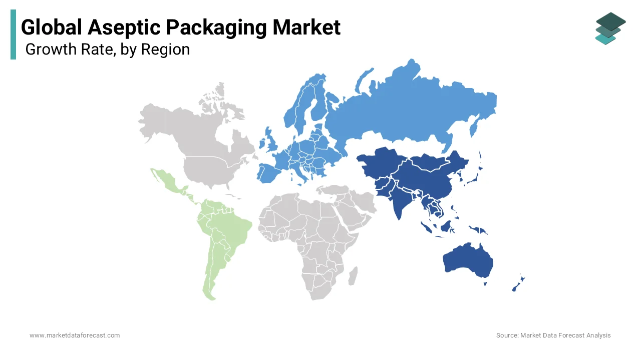 The Asia-Pacific leads aseptic packaging market.