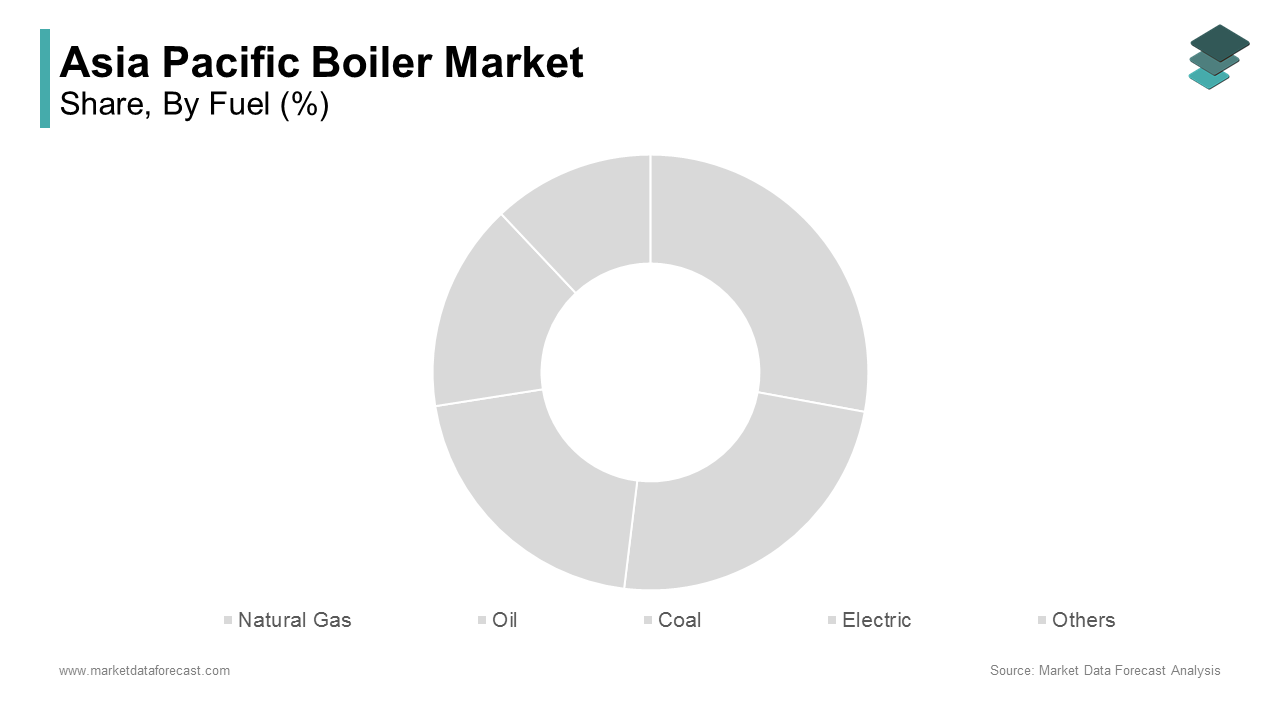 The natural gas segment was the largest and held 40.2% of the Asia Pacific boiler market share in 2024