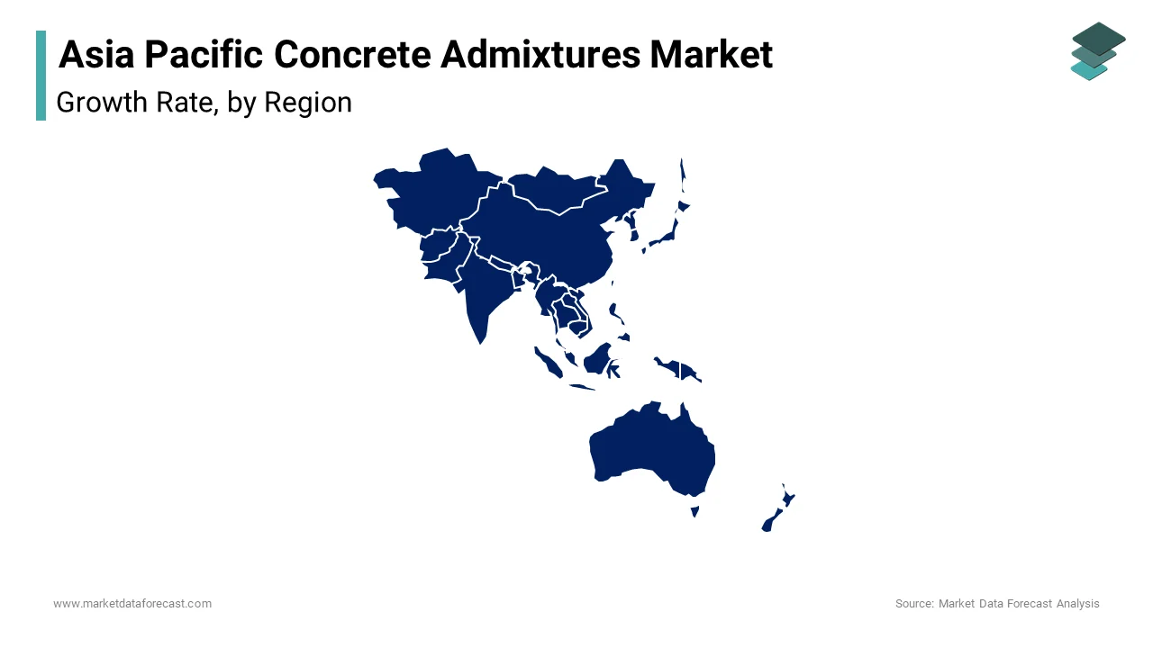 In 2024, China led the Asia Pacific concrete admixtures market, accounting for 37.4% of the regional market share.