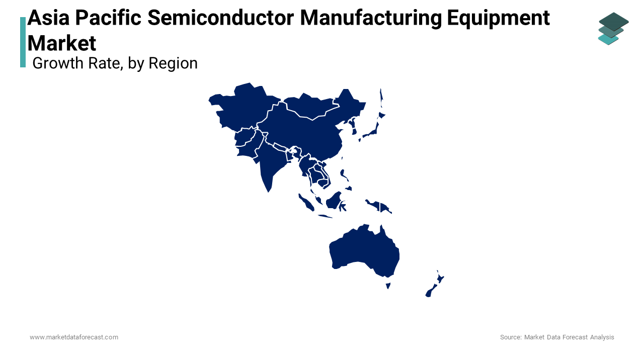 In 2024, Taiwan held a dominant position in the Asia Pacific semiconductor manufacturing equipment market, capturing a 30% share.