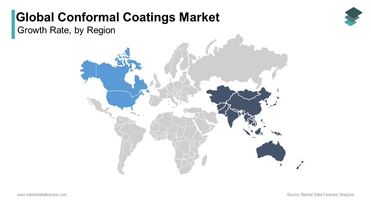 Asia Pacific was the largest contributor in the conformal coatings market with 41.3% of share in 2024
