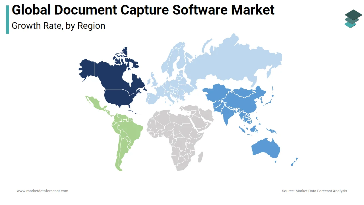 The North America region had the highest share of the document capture software market in 2024