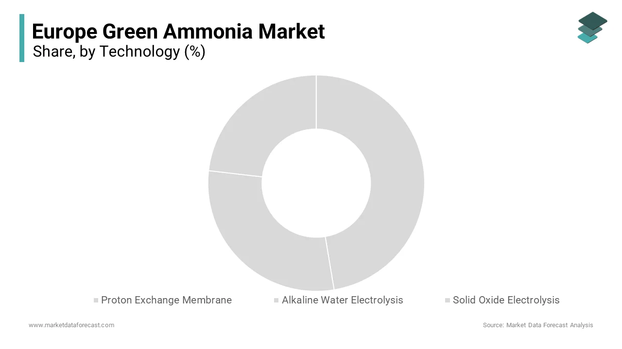 In 2024, the alkaline water electrolysis segment was the top performer in the Europe green ammonia market