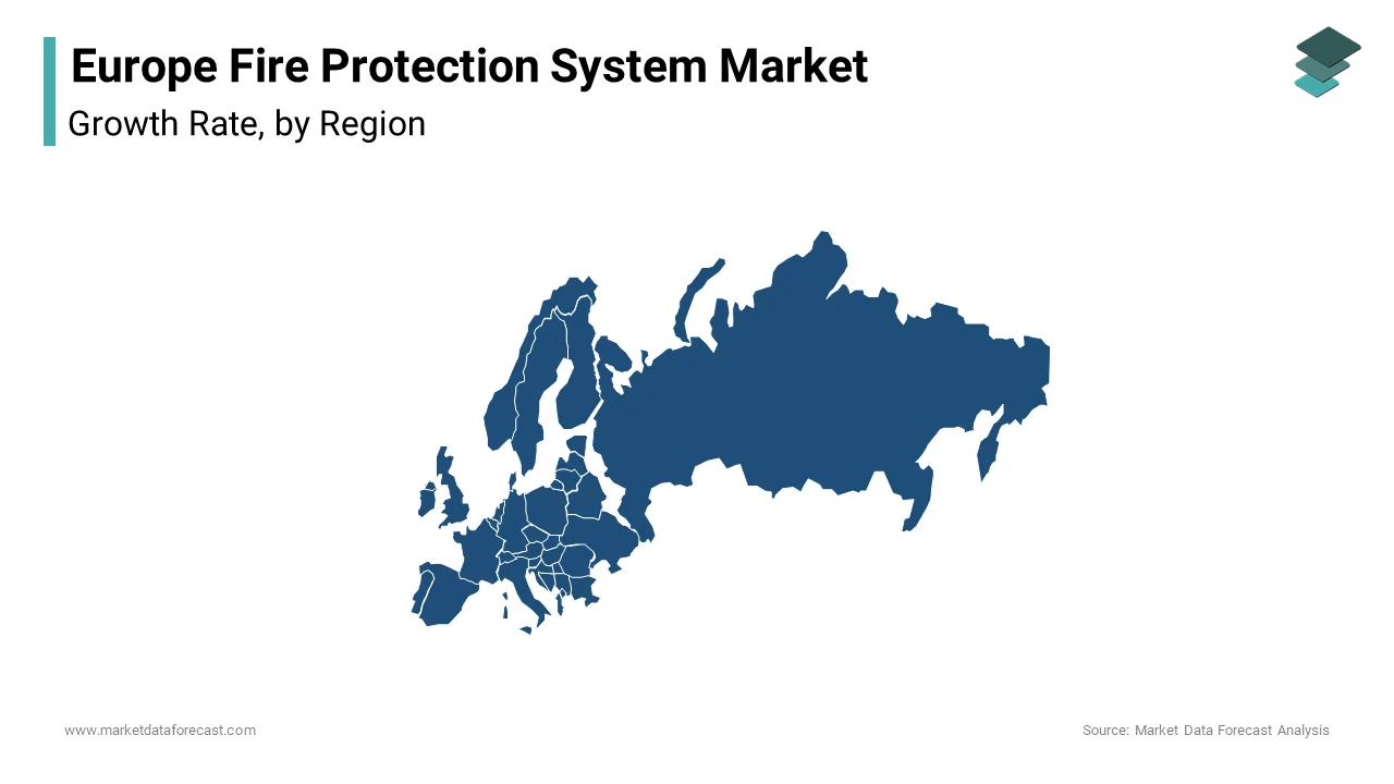 In 2024, Germany accounted for the largest share of the European fire protection system market at 25.3%.