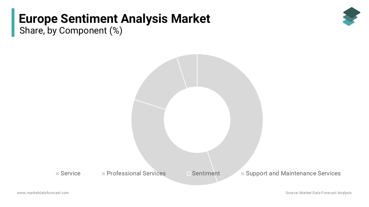 The professional services segment dominated the Europe sentiment analysis market