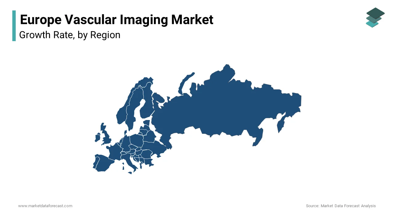 Germany held the largest share of the Europe vascular imaging market, accounting for 22.7% of regional revenue in 2024