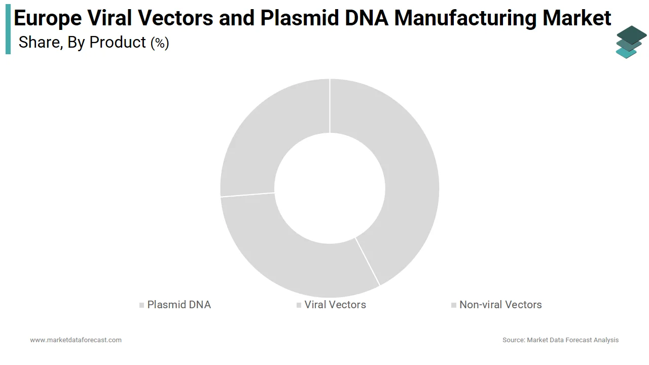 The viral vectors segment led the Europe viral vectors and plasmid DNA manufacturing market in 2024.