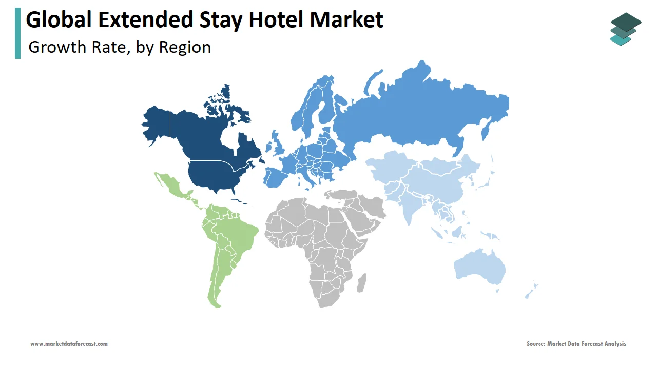 North America was the most dominant region in the worldwide extended stay hotel market in 2024.