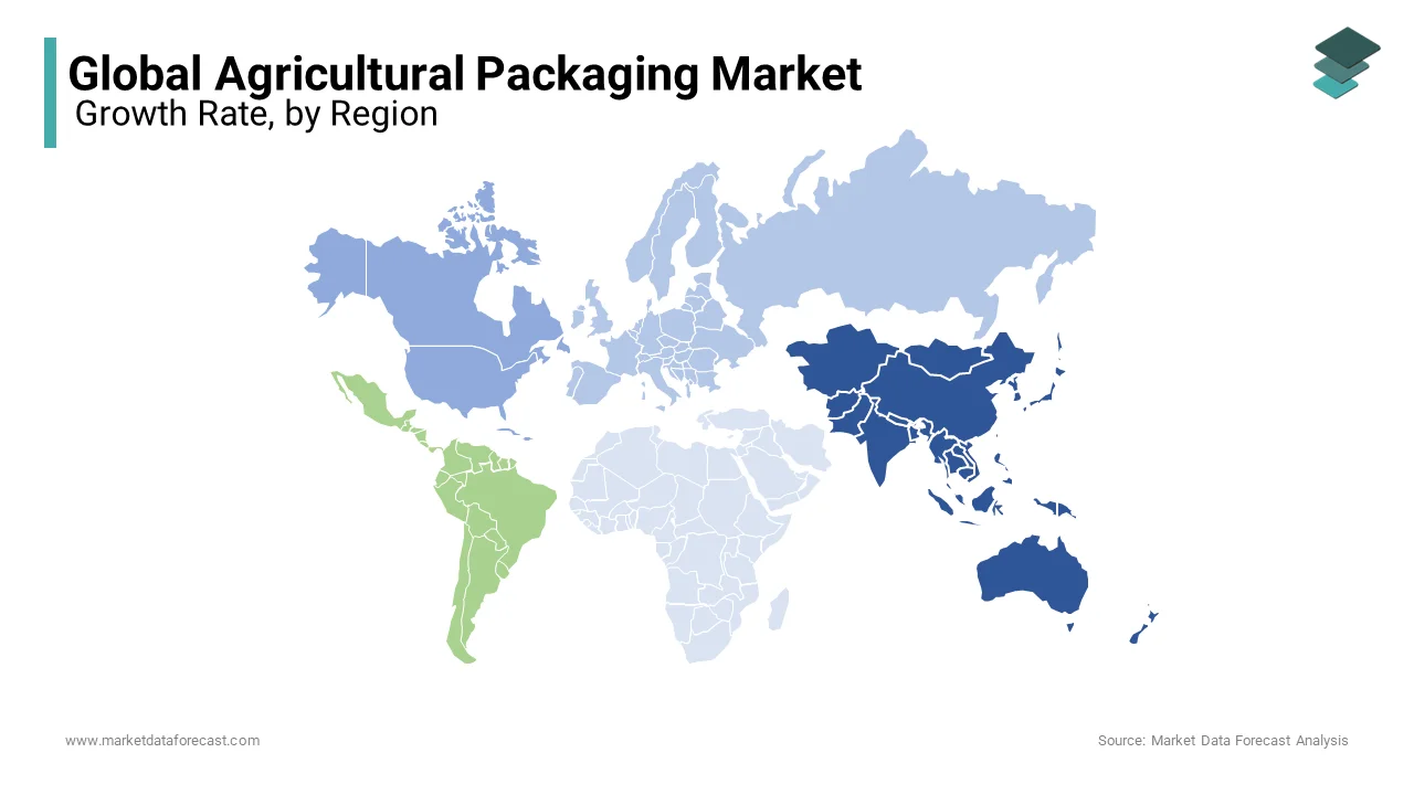 Asia Pacific dominated the agricultural packaging market by accounting for 39.4% share in 2024