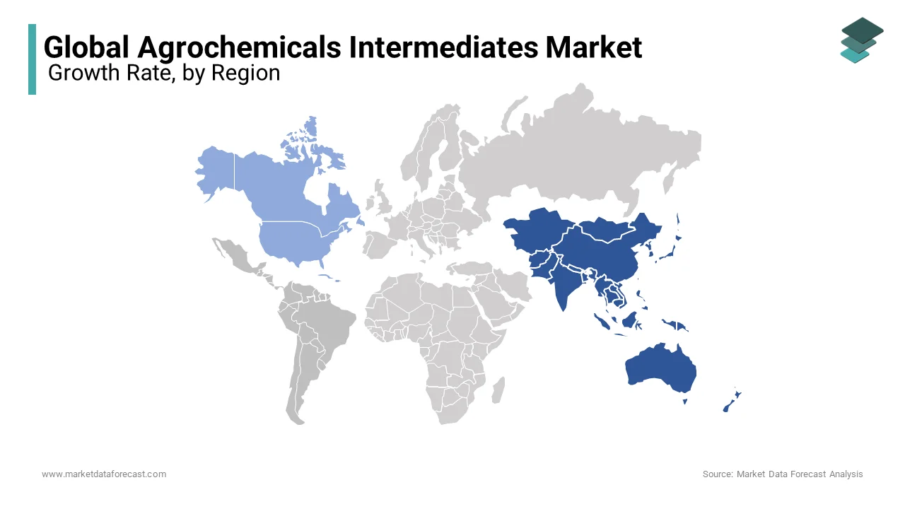 The Asia Pacific region accounted for the most significant share in the agrochemical intermediates market in 2024