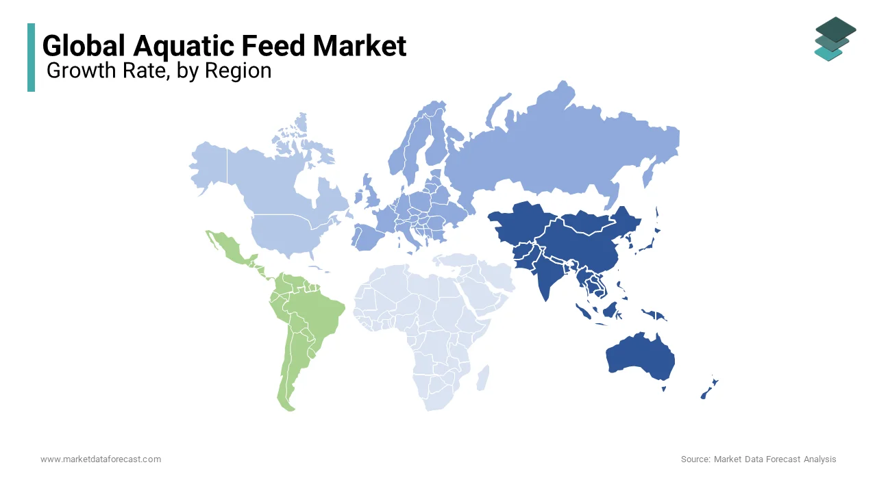 Asia Pacific outperformed other regions in the aquatic feed market by capturing 68.1% of share over the forecast period