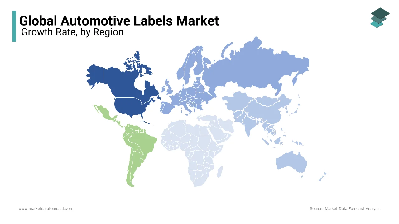 North America automotive labels market was the top performer with 29.2% of share in 2024