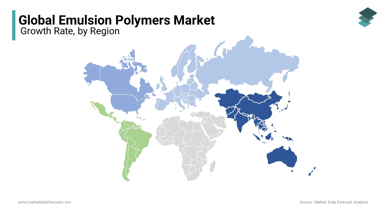 Asia Pacific emulsion polymers market held 44.3% of the share in 2024