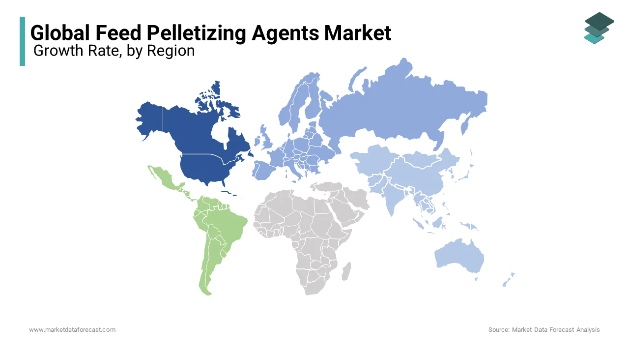 Based on region, The North America accounted for the largest share in the global feed pelletizing agents the market