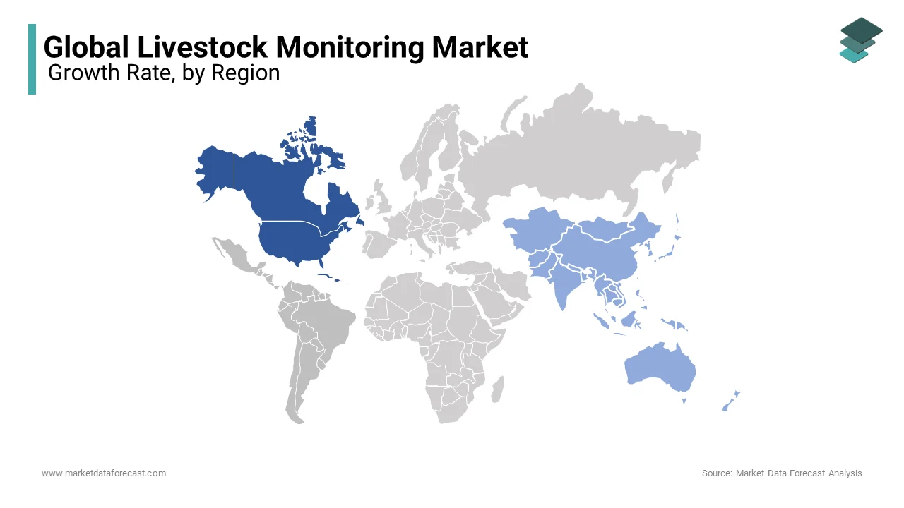The North American region dominated the global livestock monitoring system market with a dominant market share in 2024