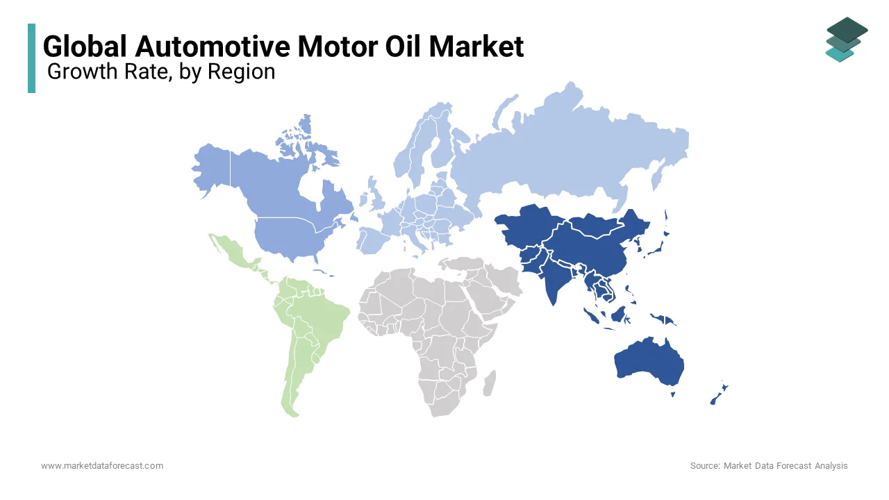 Based on Engine Type, The  Asia Pacific dominated the automotive motor oil market in 2024