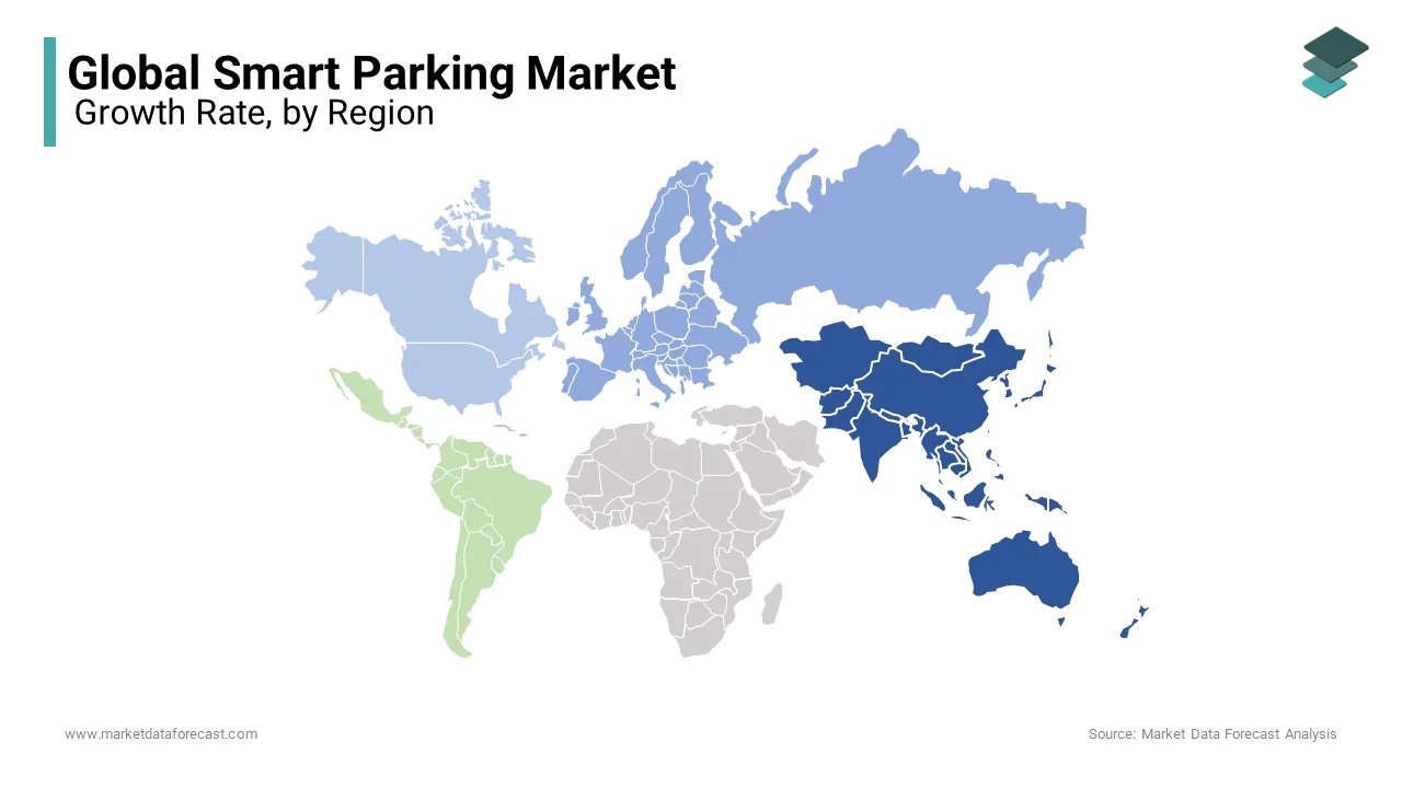 The Asia Pacific region is predicted to account for the major share of the global smart parking market