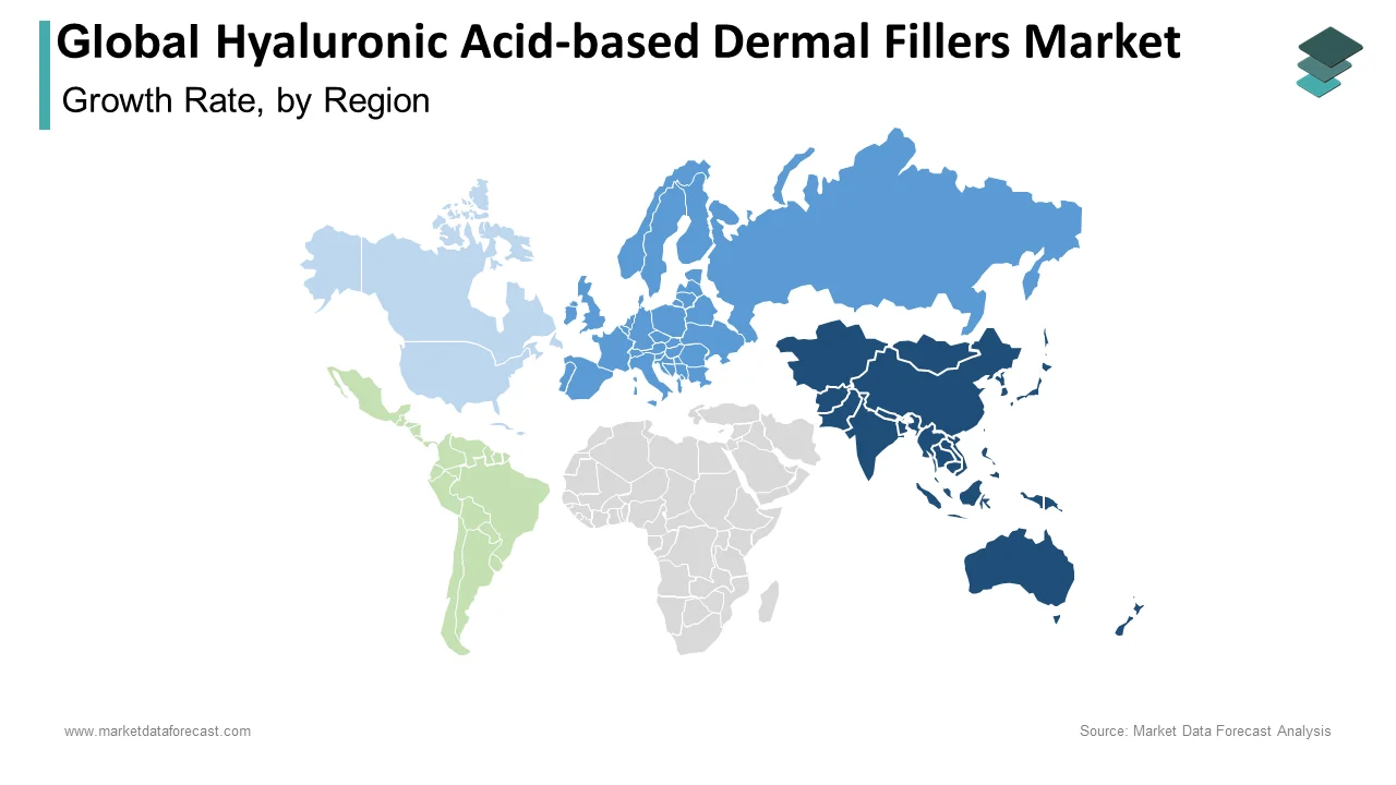 In 2024, Asia Pacific held the dominant share in the hyaluronic acid-based dermal fillers market.
