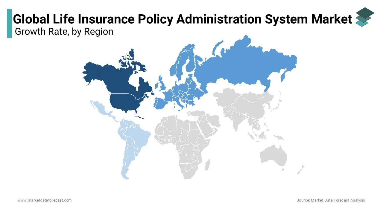 North America dominated the life insurance policy administration system market in 2023.