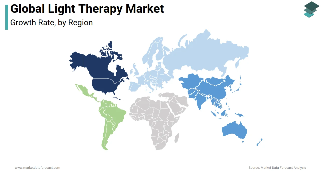 The North America region holds a major share of the global light therapy market in 2025.