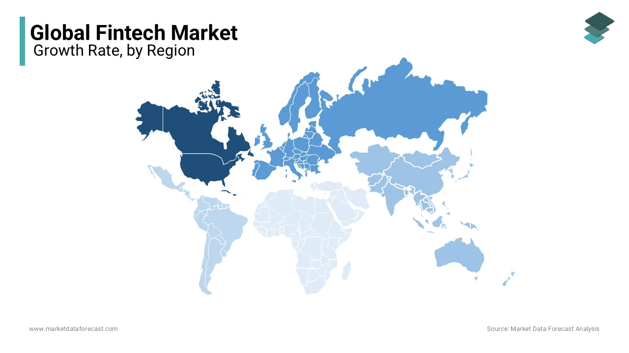 North America accounted for 34.3% of the global fintech market share in 2024.