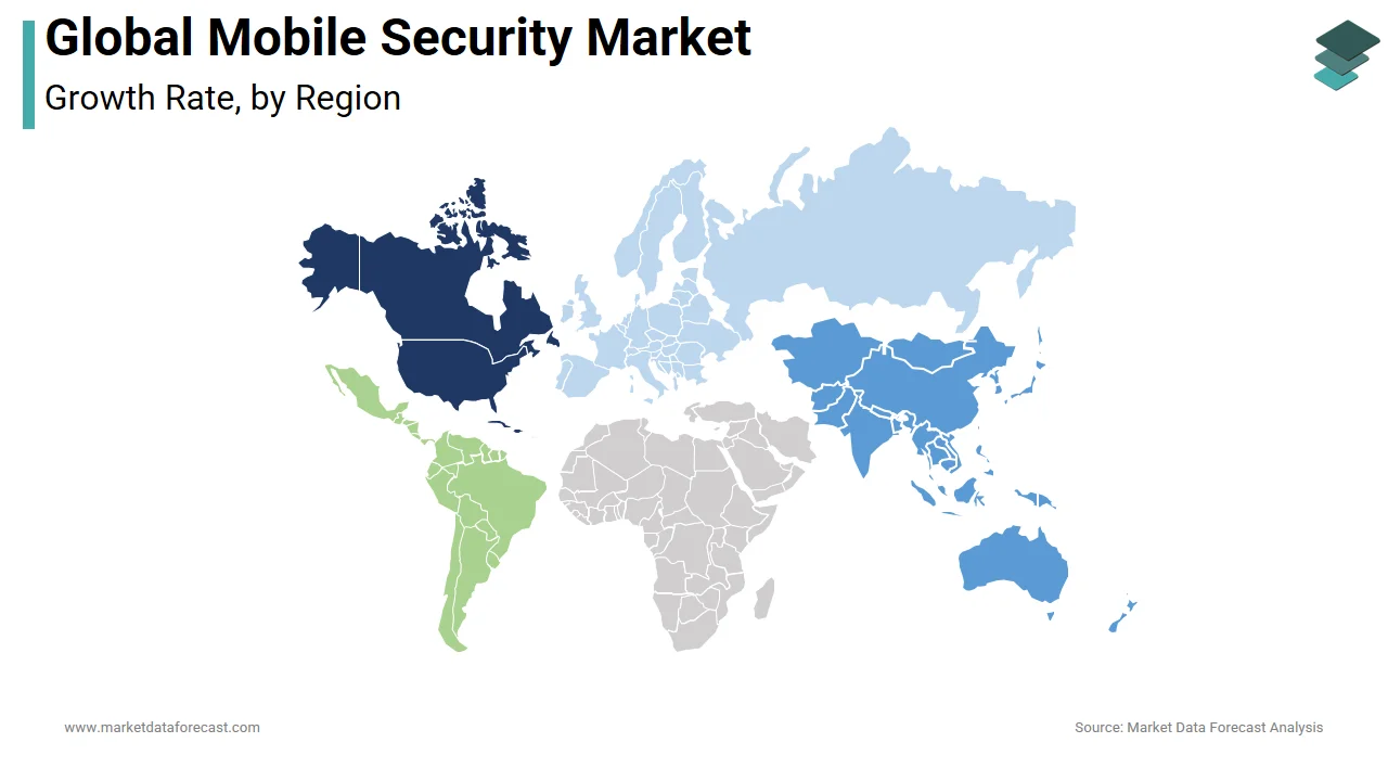 The North America region had the largest share of the global mobile security market in 2024