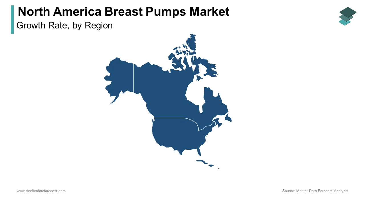 The U.S. is predicted to have the largest share of the North America breast pumps market in 2024.