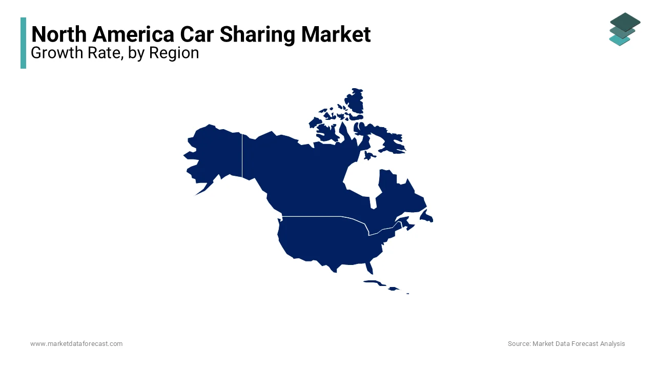 The United States is the largest country in the North America car sharing market in 2024