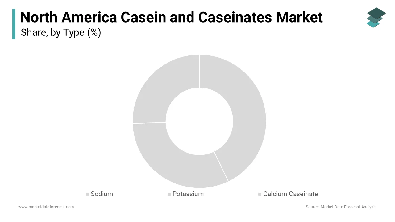 Market Data Forecast: Calcium caseinate held 46.7% share in 2025, driven by health food versatility.