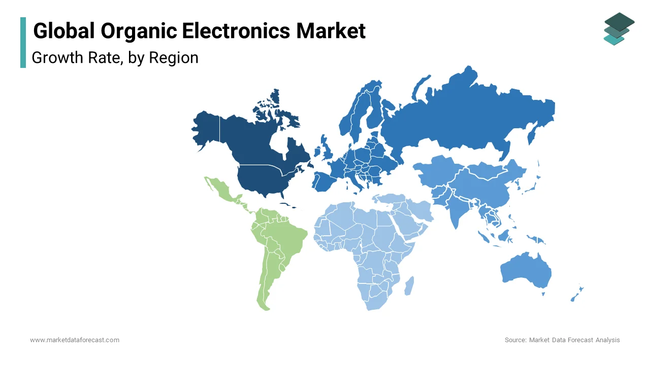 South Korea had a commanding position in the Asia-Pacific organic electronics market, contributing 18.5% of the regional market share in 2024