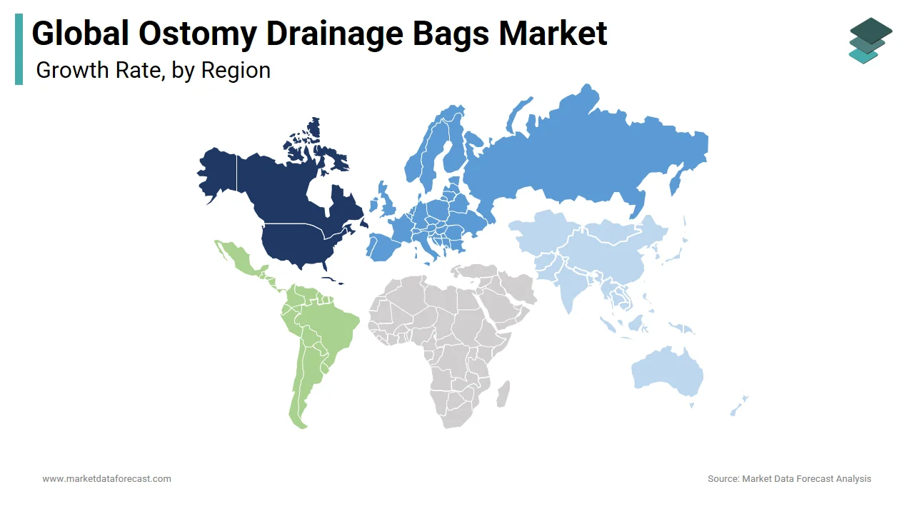 North America had the largest share of the global ostomy drainage bags market in 2024