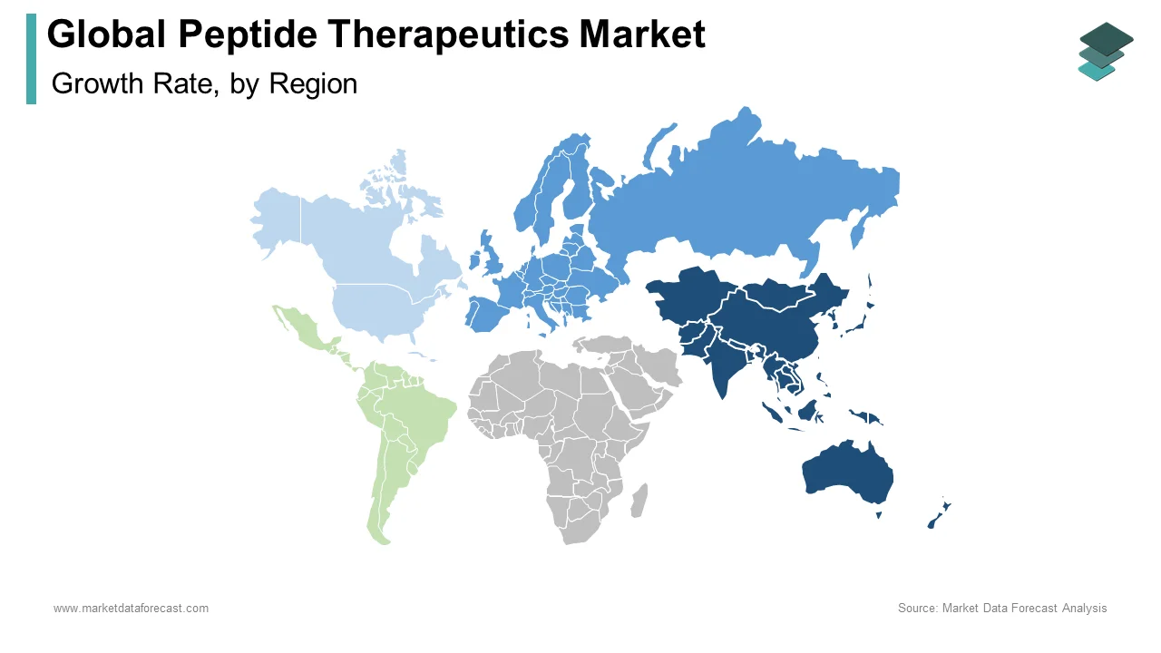 Asia Pacific  captured the leading share of the global peptide therapeutics market in 2024