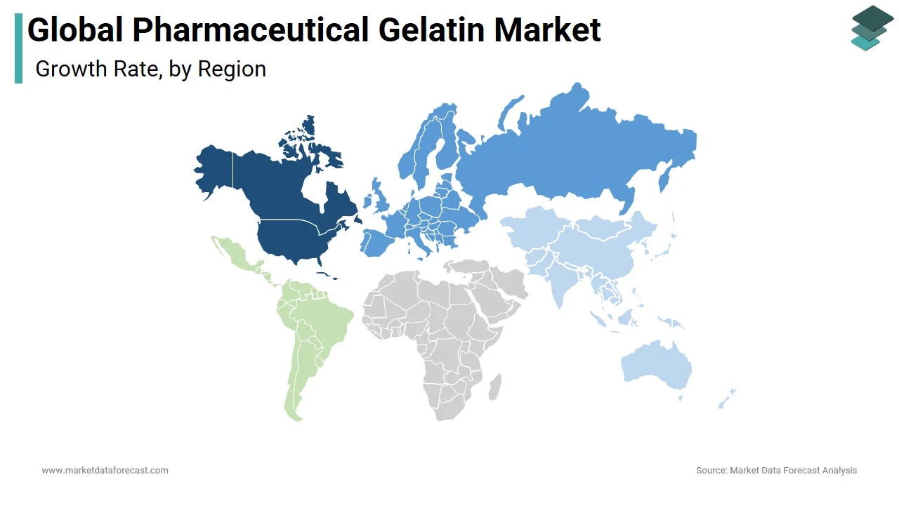 Europe held the largest share of the pharmaceutical gelatin market in 2024.