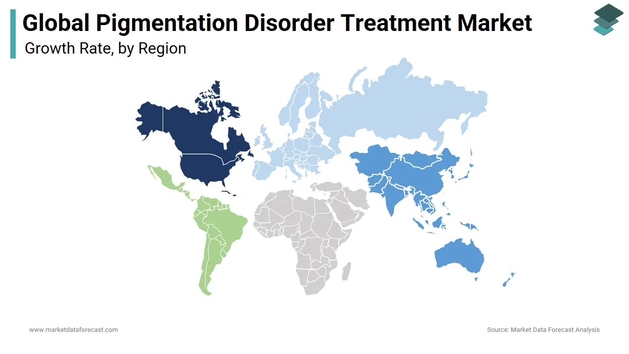 North America region holds a major share of the pigmentation disorder treatment market in 2024.