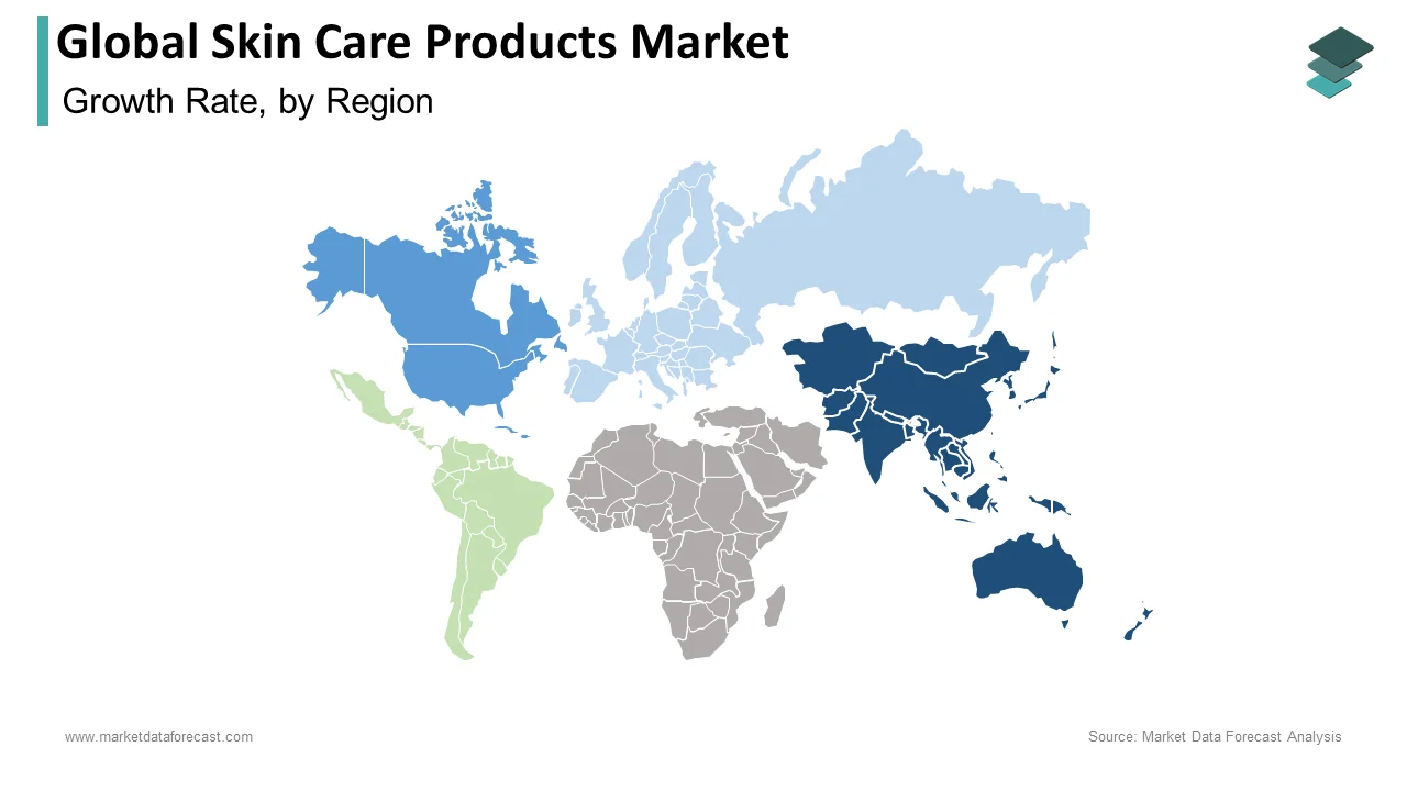 The Asia Pacific region held the largest share of the global skin care products market in 2024.