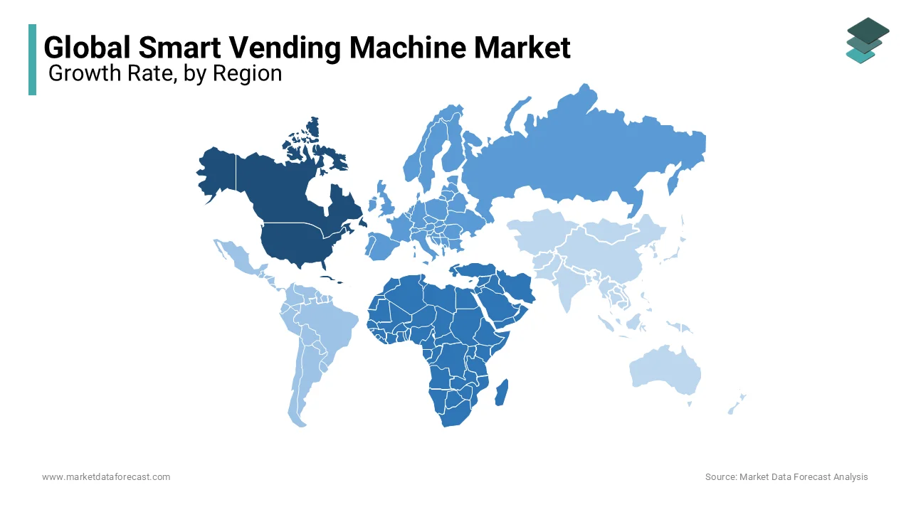 From 2024, Revenues from the smart vending machine market in North America are growing strongly 