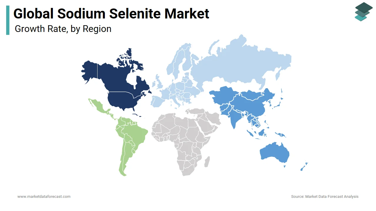 The North American region accounted for the largest share of the sodium selenite market in 2024.