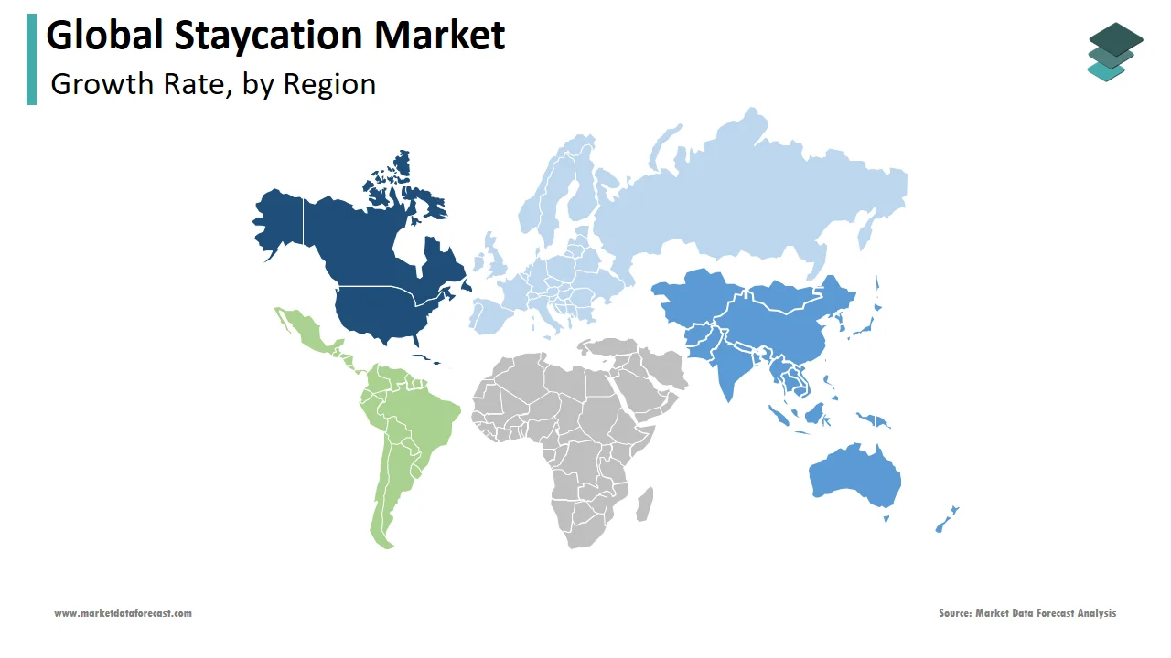 In 2024, North America held a major share of the global staycation market.
