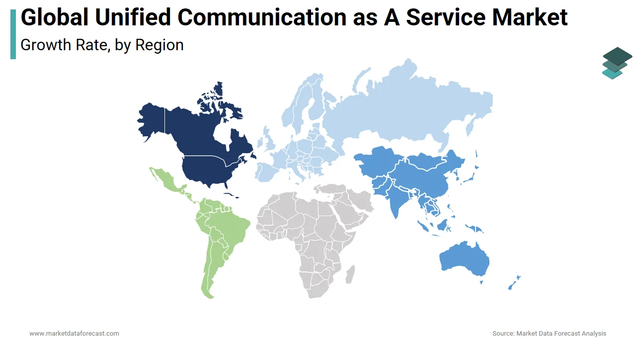 North America had the highest share of the unified communication as a service market in 2024