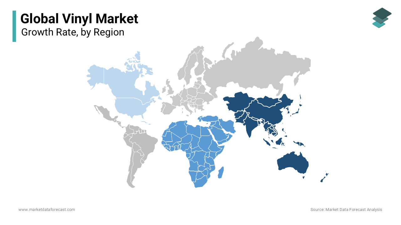 Asia-Pacific commanded the vinyl market by holding 45.3% of the global share